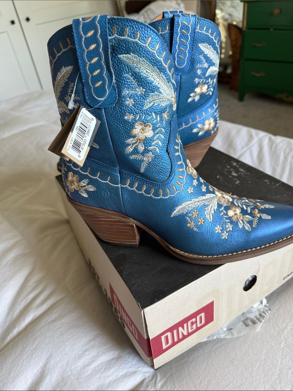 Blue Embroidered Western Ankle Boots - Women's dingo primrose - Picture 3 of 3